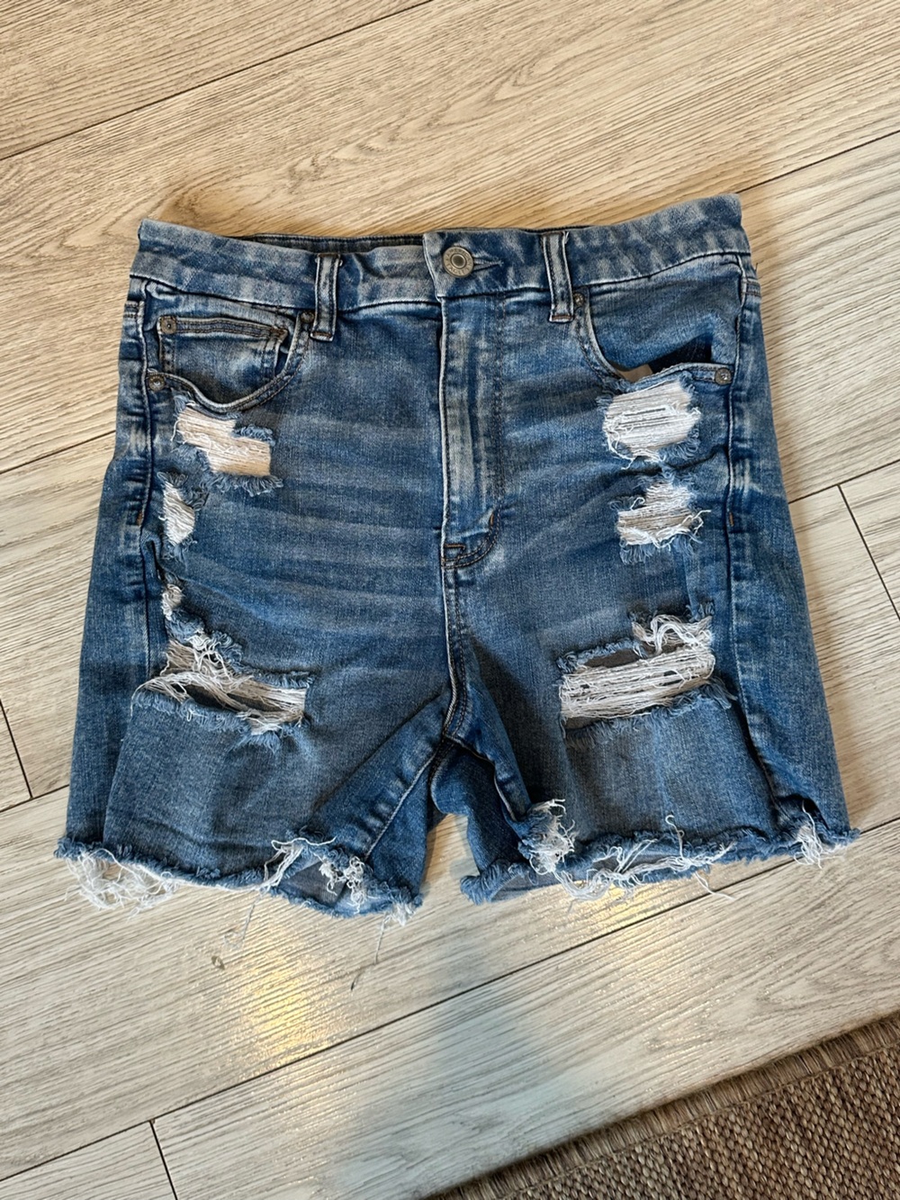 American Eagle Outfitters Distressed Dark Blue Denim Shorts